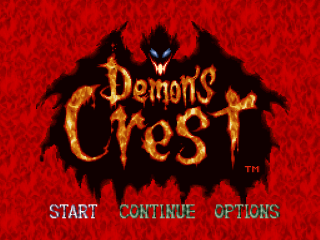 Demon's Crest title screen for Super Nintendo